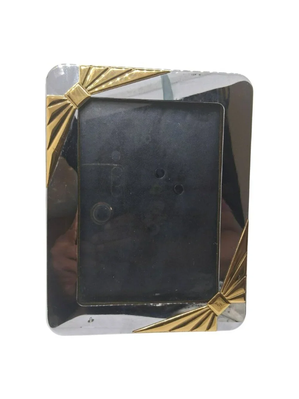 Set Of 4 Vintage Brass & Silver Metal Picture Frames Art Deco Mid Century